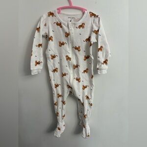 Petit lem White Tiger Print Kids One-Piece Zipper Footed Pajamas 18 months